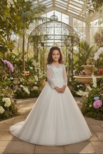 Lade das Bild in den Galerie-Viewer, Elegantes Mädchenkleid im Prinzessinnenstil – perfekt für Kommunion, Hochzeit und festliche Anlässe