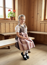 Lade das Bild in den Galerie-Viewer, Mädchen Dirndl Kleid altrosa braun – Kinder Dirndl aus Kunstseide – Traditionelles Oktoberfest Kleid für Mädchen