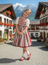 Lade das Bild in den Galerie-Viewer, Mädchen Dirndl rot aus Baumwolle – Kinder Trachtenkleid – Traditionelles Dirndl Kleid für Mädchen – Oktoberfest Kinder Dirndl