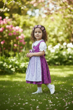 Lade das Bild in den Galerie-Viewer, Mädchen Dirndl Kleid in Lila – Festliches Kinderkleid mit Blumenmuster | Trachtenkleid für Mädchen