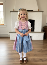 Lade das Bild in den Galerie-Viewer, Kinder-Dirndl in Rosa & Blau aus Kunstseide