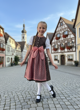 Lade das Bild in den Galerie-Viewer, Mädchen Dirndl altrosa braun aus Kunstseide – Kinder Trachtenkleid – Traditionelles Dirndl für Mädchen – Oktoberfest Kinder Dirndl