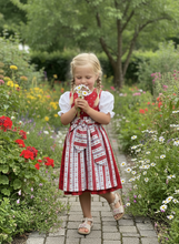 Lade das Bild in den Galerie-Viewer, Mädchen Dirndl rot aus Baumwolle – Kinder Trachtenkleid – Traditionelles Dirndl Kleid für Mädchen – Oktoberfest Kinder Dirndl