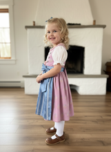Lade das Bild in den Galerie-Viewer, Kinder-Dirndl in Rosa & Blau aus Kunstseide