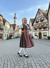 Lade das Bild in den Galerie-Viewer, Mädchen Dirndl altrosa braun aus Kunstseide – Kinder Trachtenkleid – Traditionelles Dirndl für Mädchen – Oktoberfest Kinder Dirndl