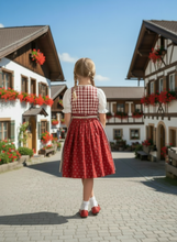 Lade das Bild in den Galerie-Viewer, Mädchen Dirndl rot aus Baumwolle – Kinder Trachtenkleid – Traditionelles Dirndl Kleid für Mädchen – Oktoberfest Kinder Dirndl