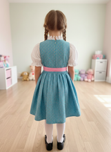Lade das Bild in den Galerie-Viewer, Traditionelles Dirndl Kleid Blau Rosa – Klassische Trachtenmode – Festliches Outfit