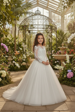 Lade das Bild in den Galerie-Viewer, Elegantes Mädchenkleid im Prinzessinnenstil – perfekt für Kommunion, Hochzeit und festliche Anlässe