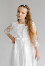 Lade das Bild in den Galerie-Viewer, Kommunionskleid lang aus Spitze und Tüll