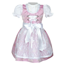 Lade das Bild in den Galerie-Viewer, Festliches Dirndl Ria aus Kunstseide in rosa mit Spitze für die Taufe, Hochzeiten oder andere Anlässe