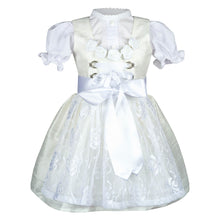 Lade das Bild in den Galerie-Viewer, Festliches Baby/Kinder Dirndl Blümchen aus Seide mit Spitze für die Taufe, Hochzeiten oder andere Anlässe