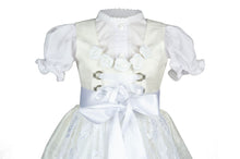 Lade das Bild in den Galerie-Viewer, Festliches Baby/Kinder Dirndl Blümchen aus Seide mit Spitze für die Taufe, Hochzeiten oder andere Anlässe