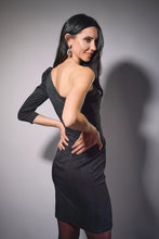 Lade das Bild in den Galerie-Viewer, One-Shoulder Cocktailkleid Schwarz