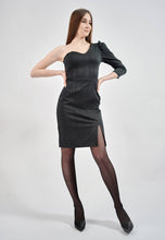 Lade das Bild in den Galerie-Viewer, One-Shoulder Cocktailkleid Schwarz