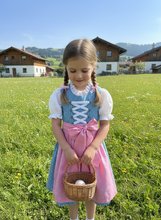 Lade das Bild in den Galerie-Viewer, Traditionelles Dirndl Kleid Blau Rosa – Klassische Trachtenmode – Festliches Outfit
