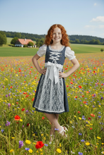 Lade das Bild in den Galerie-Viewer, Kinder-Dirndl aus Baumwolle in Blau &amp; Weiß
