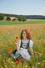 Lade das Bild in den Galerie-Viewer, Kinder-Dirndl aus Baumwolle in Blau &amp; Weiß
