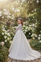 Lade das Bild in den Galerie-Viewer, Elegantes Mädchenkleid im Prinzessinnenstil – perfekt für Kommunion, Hochzeit und festliche Anlässe
