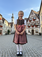 Lade das Bild in den Galerie-Viewer, Mädchen Dirndl altrosa braun aus Kunstseide – Kinder Trachtenkleid – Traditionelles Dirndl für Mädchen – Oktoberfest Kinder Dirndl
