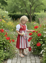 Lade das Bild in den Galerie-Viewer, Mädchen Dirndl rot aus Baumwolle – Kinder Trachtenkleid – Traditionelles Dirndl Kleid für Mädchen – Oktoberfest Kinder Dirndl
