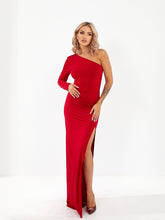 Lade das Bild in den Galerie-Viewer, Elegantes langes Kleid mit One-Shoulder-Design und Schlitz
