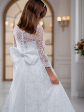 Lade das Bild in den Galerie-Viewer, Kommunionskleid schöne Kommunionskleider lang mit Spitze und Perlen
