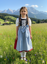 Lade das Bild in den Galerie-Viewer, Kinder-Dirndl in Blau mit Schürze – Traditionelles Trachtenkleid für Mädchen | Perfekt für Oktoberfest &amp; Feste

