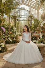 Lade das Bild in den Galerie-Viewer, Elegantes Mädchenkleid im Prinzessinnenstil – perfekt für Kommunion, Hochzeit und festliche Anlässe
