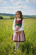 Lade das Bild in den Galerie-Viewer, Klassisches Kinder-Dirndl mit grünem Taillenband
