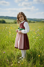 Lade das Bild in den Galerie-Viewer, Klassisches Kinder-Dirndl mit grünem Taillenband
